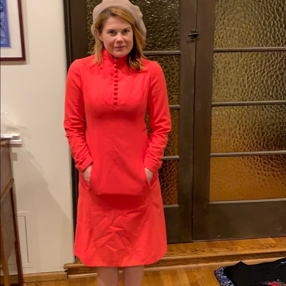 Vintage melon color wool dress